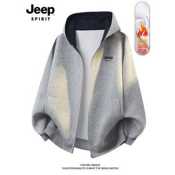 吉普秋季連帽開衫衛衣男士2025新款潮牌重磅寬松休閑長袖外套上衣