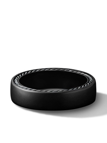 David Yurman - Streamline band ring - men - Sterling Silver/Titanium - 9 1/2 - Black