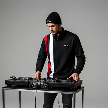 FILA 中性長袖圓領T恤-黑色 1TEZ-5500-BK