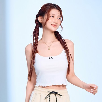 韓系蝴蝶結捲邊細肩小背心