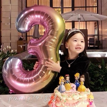 32吋漸層 數字氣球 【🇹🇼台灣現貨】生日派對 拍照 佈置 節慶 紀念日 收涎 背景 兒童慶生 氣球 周歲 慶生 裝飾