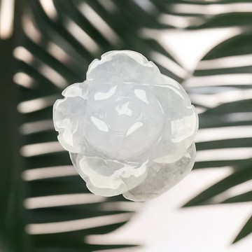 冰種翡翠牡丹花 | 裸石 | 天然緬甸玉翡翠A貨 | 送禮
