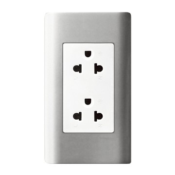 Schneider Electric 施耐德電機 ZENcelo系列 5.5線徑 歐/美規 250V通用雙插座 銀灰色  1個