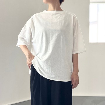 【接觸涼感】側開衩 Oversize 短袖套頭衫 5色可選【白色】2025 設計更新