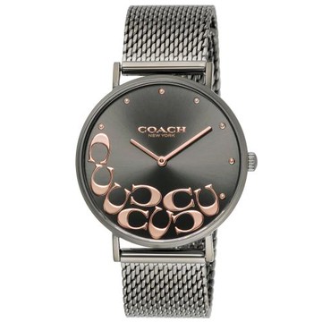 【COACH】經典時尚不鏽鋼錶帶米蘭手錶-黑灰