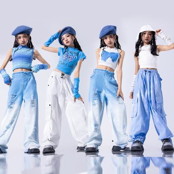 兒童街舞演出服多巴胺女童爵士舞表演服裝模特走秀炸街嘻哈潮裝夏