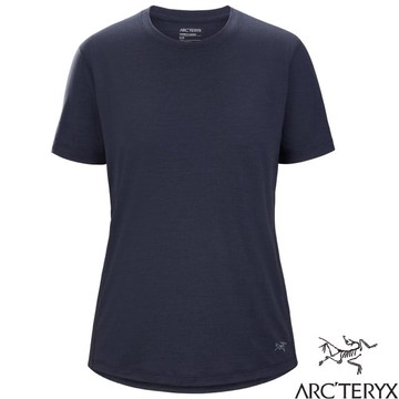 【ARCTERYX 始祖鳥】女 Lana 彈性短袖圓領防曬快乾排汗衣(美利奴混紡) X000007443-30801 黑寶石