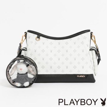 PLAYBOY - 肩背包  黑白TWO系列 - 米白色