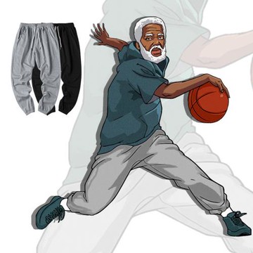 秋冬加絨灰色運動褲男生休閑寬松束腳美式籃球長褲大碼垂感衛褲子