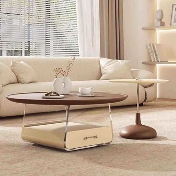 免運/開立發票 奶油復古雙層茶幾家用法式簡約客廳現代亞克力圓形小戶型組合網紅 快速出貨