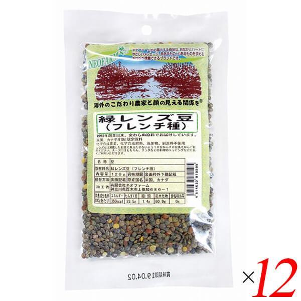 緑レンズ豆（フレンチ種）120g 12個セット ネオファーム ヒラマメ 皮つき 送料無料