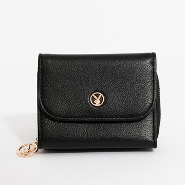 PLAYBOY - 短夾  Leather Mark系列 - 黑色