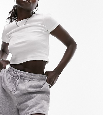 Topshop Petite jogger short in grey marl