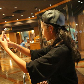 韓國春秋純色光板PU嘻哈hiphop平沿皮質棒球帽潮男女韓版皮帽子