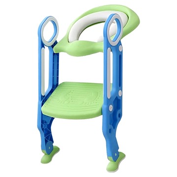 兒童馬桶坐墊輔助梯，PU軟墊+PP，1-6歲適用，訓練寶貝自主上廁所  藍綠色