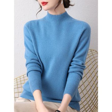 半高領毛衣女2025新款秋冬內搭打底衫針織上衣100純羊毛衫女保暖