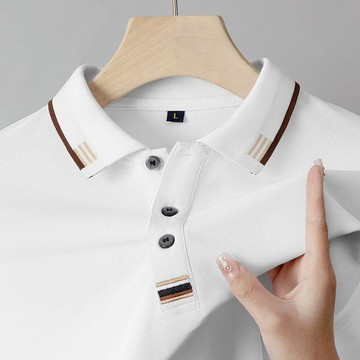 【臺灣出貨】純棉100%男士短袖POLO衫 夏季翻領POLO衫 純色時尚刺繡POLO衫 寬鬆素色商務 休閒兩用 透氣上衣