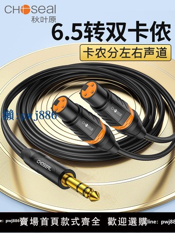 【物美價廉】秋葉原6.35mm轉雙卡儂母大三芯轉雙卡儂公頭立體聲一分二音頻線
