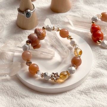 小馬不迷路 親子手鍊 珊瑚玉 白松石 金太陽 黃塔晶 天然石手串