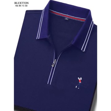 純棉拉鏈長袖T恤男翻領POLO衫有領體恤高爾夫上衣服運動休閑秋季