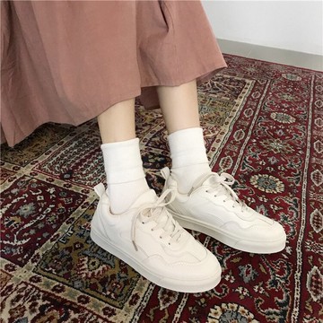 網紅時尚小白鞋百搭平底鞋休閑鞋基礎女學生低幫鞋板鞋女鞋子1入