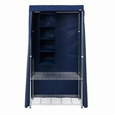 ＊最安挑戦＊ルミナス メタルラック ワードローブ用カバー ネイビー 幅92*奥行46*高さ173cm LWK-NV LWK-NV