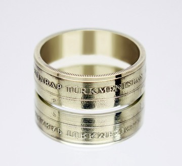 土庫曼斯坦硬幣戒指 50 堅戈 2009 年男士硬幣戒指 女士硬幣戒指