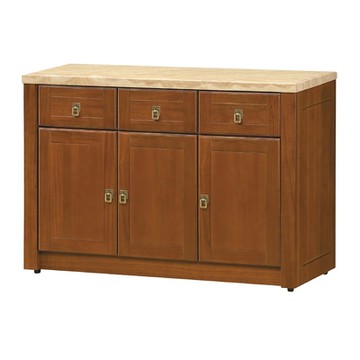 文創集 布塞爾 樟木紋4尺雲紋石面實木餐櫃-121x45x81cm免組