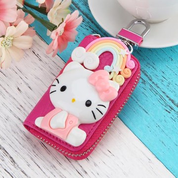 高檔真皮kitty韓國創意鑰匙包