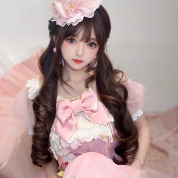 💰銅板好物💰軟糖兔嘰長髮女中長款  捲髮  網感日常lolita自然齊劉海全頭套羅馬卷