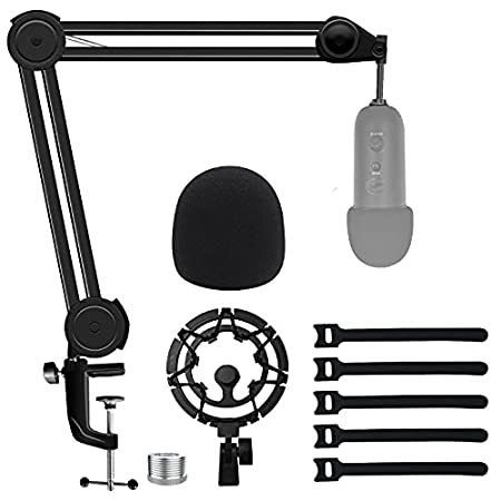 Boseen Microphone Boom Arm Stand for Blue Yeti with Shock Mount Foam Cover,