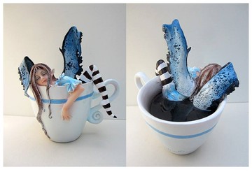 【咖啡娃娃】 ＊雕塑 雕像 擺飾＊