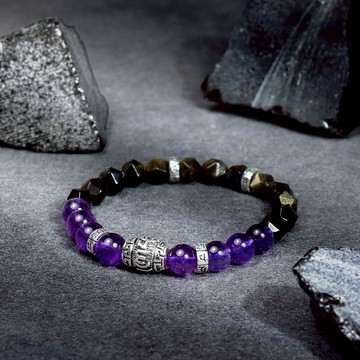 【月色真美】啟動 | 貴人事業 x 健康紓壓 | 黑曜石紫水晶手鍊 B33