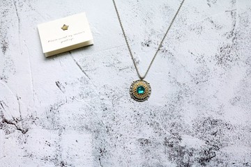 綠色水鑽齒輪項鍊吊墜掛飾蒸汽朋克元素