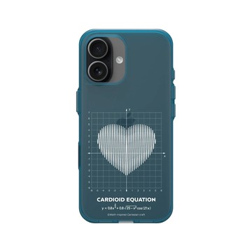 iPhone 17 Clear (相機按鈕) 夜幕藍 - Valentine's Day Collection - 愛的方程式：心跳（白）