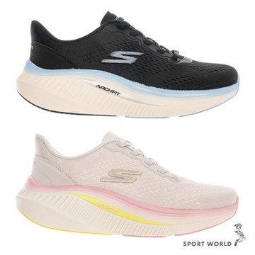 Skechers 健走鞋 女鞋 寬楦 GO WALK MAX CUSHIONING ARCH FIT 黑/粉【運動世界】125581WBKBL/125581WLTGY