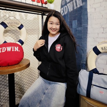 EDWIN 男裝 網路獨家 圓標LOGO連帽拉T外套 (黑色) #外套