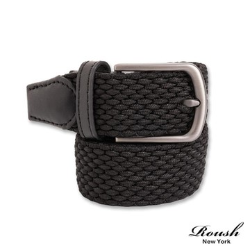 Roush 精緻釦環彈性尼龍素面編織皮帶(6301)