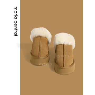 英國CYBIBO雪地靴厚底拖鞋包頭防滑平底半拖棉鞋居家外穿女鞋潮