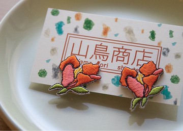 【刺繍ear accessory】紅-鳳凰木-
