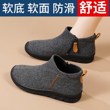 正牌老北京布鞋女2025新款春秋高幫牛筋軟底女鞋舒適中老年媽媽鞋