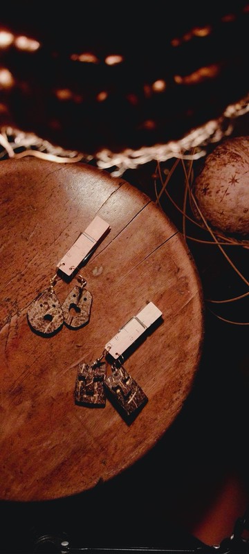 【Comoji】椰情符號。手工椰殼創意耳環