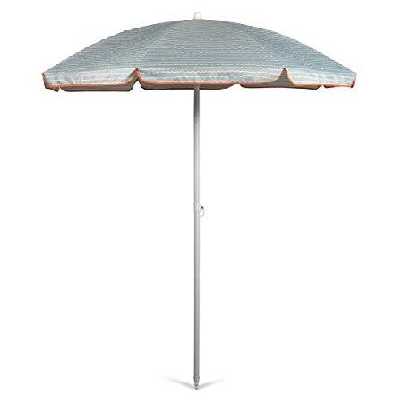 5.5 Ft. Portable Beach Umbrella, (Wave Break Gray Pattern)