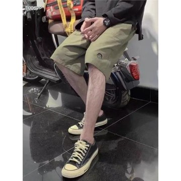 NB小人頭刺繡工裝短褲男運動寬松休閑夏季新款五分褲潮流薄款褲子