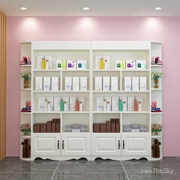 可開發票 【簡約設計】化妝品展示櫃美容院貨櫃展櫃陳列櫃理髮店美甲店貨架産品展架 轉角櫃