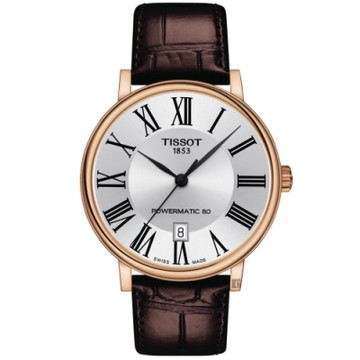 TISSOT 天梭 官方授權 Carson 羅馬機械手錶 夏日煥新提案 送禮推薦-40mm T1224073603300
