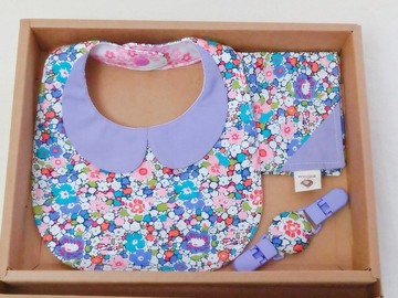 紫色風情 領巾款 兜+ 手帕+手帕夾(3件組)彌月禮 滿月禮