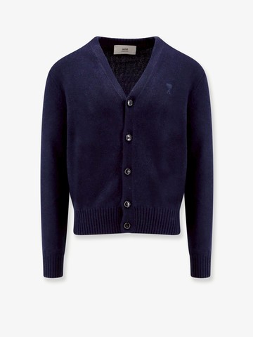 Recycled material  cardigan with embroidered logo - AMI PARIS - gender_Man