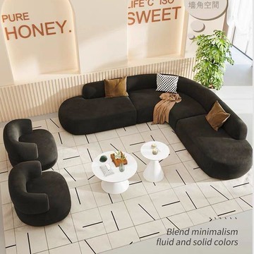 【台灣公司 可打統編】免運 沙發 創意沙發 L型轉角沙發客廳簡約現代輕奢弧形異形美容院酒店接待休息區網紅 可開發票 全館六折 工廠現貨直銷 新品特價 c9241
