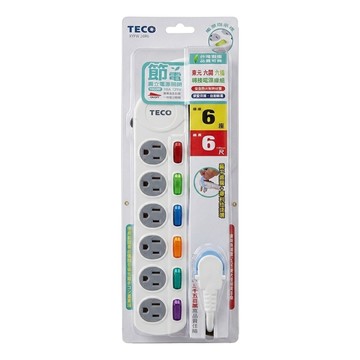 TECO 東元 六開六插轉接電源線組 3孔 XYFWL26R6  白色  1個  1.8m